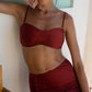 Second Skin | Shimmer ~ Ruched Drawstring Mini Skirt - Garnet Red