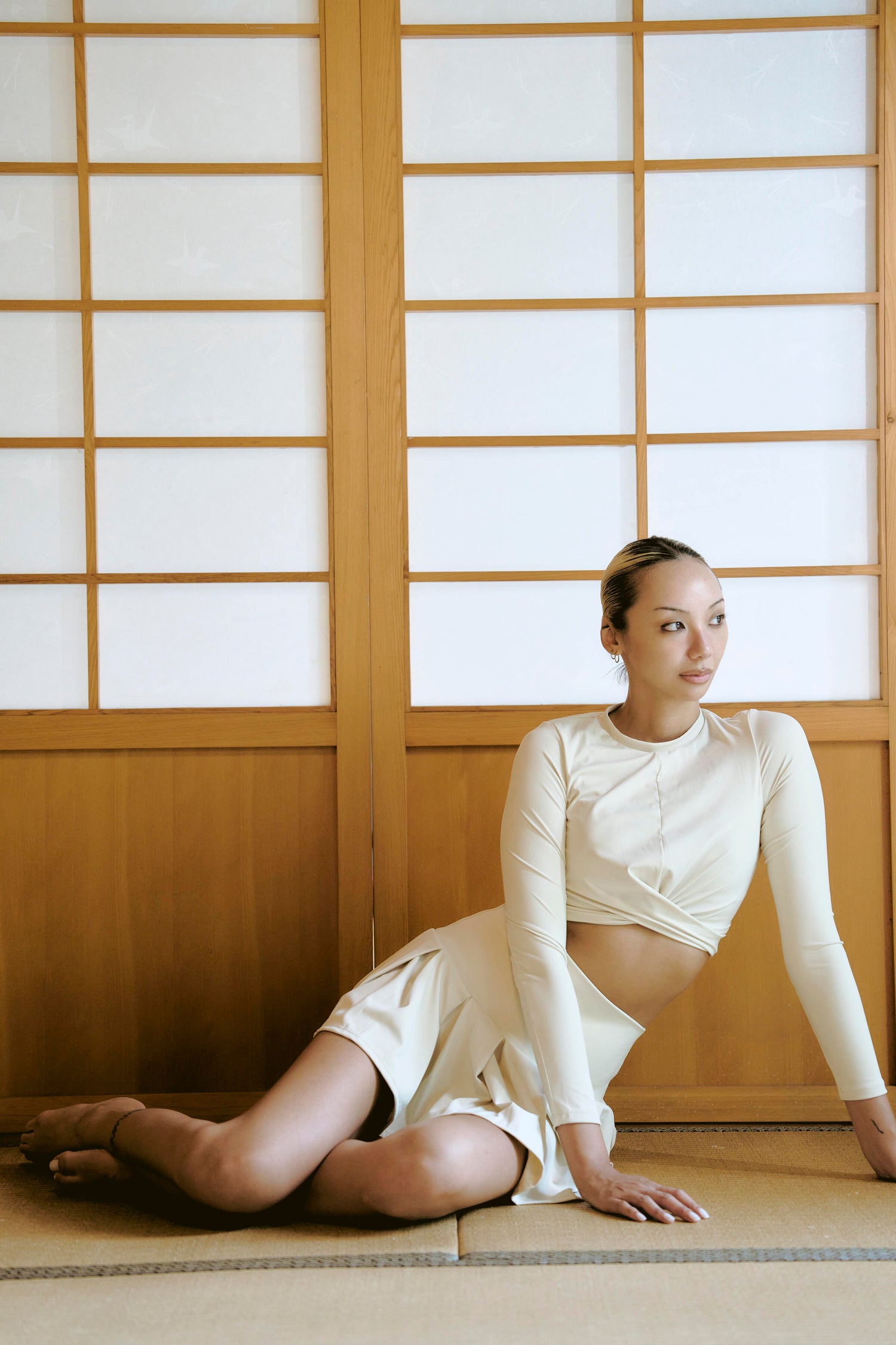 Whispering Springs | Cross-Front Long-Sleeve Swim Top - Spring