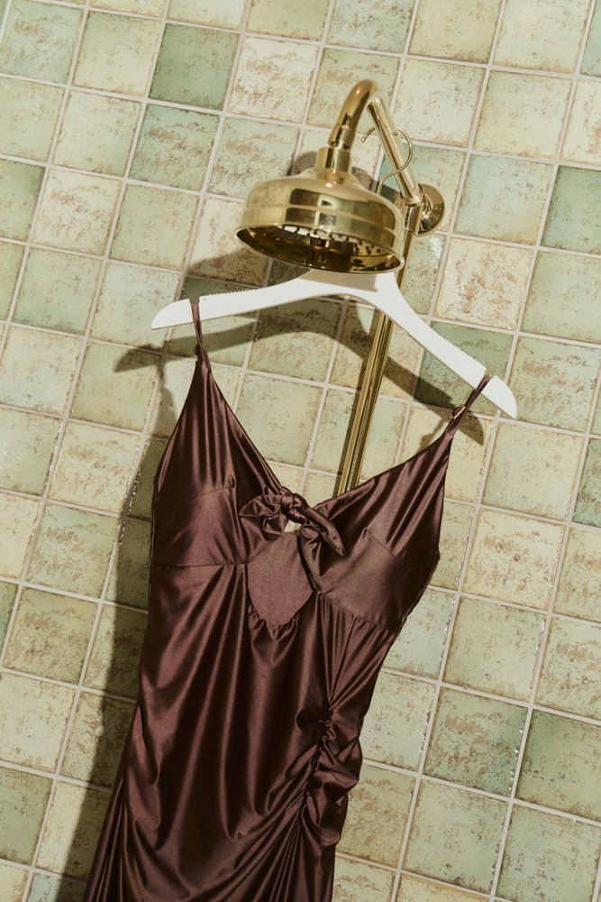 Second Skin|Satiny - Bow Tie Bikini Maxi Dress - Maya Cocoa