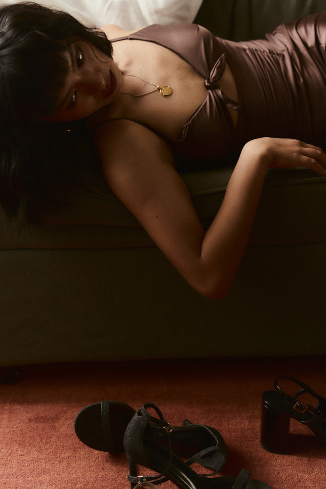 Second Skin|Satiny - Bow Tie Bikini Maxi Dress - Maya Cocoa