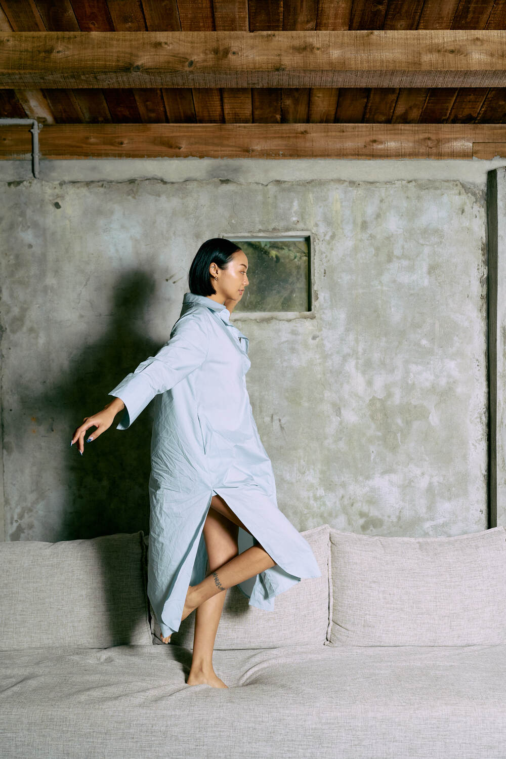 The Eco Edit ~ Relaxed Fit Boyfriend Shirt Dress - Sunrise Blue