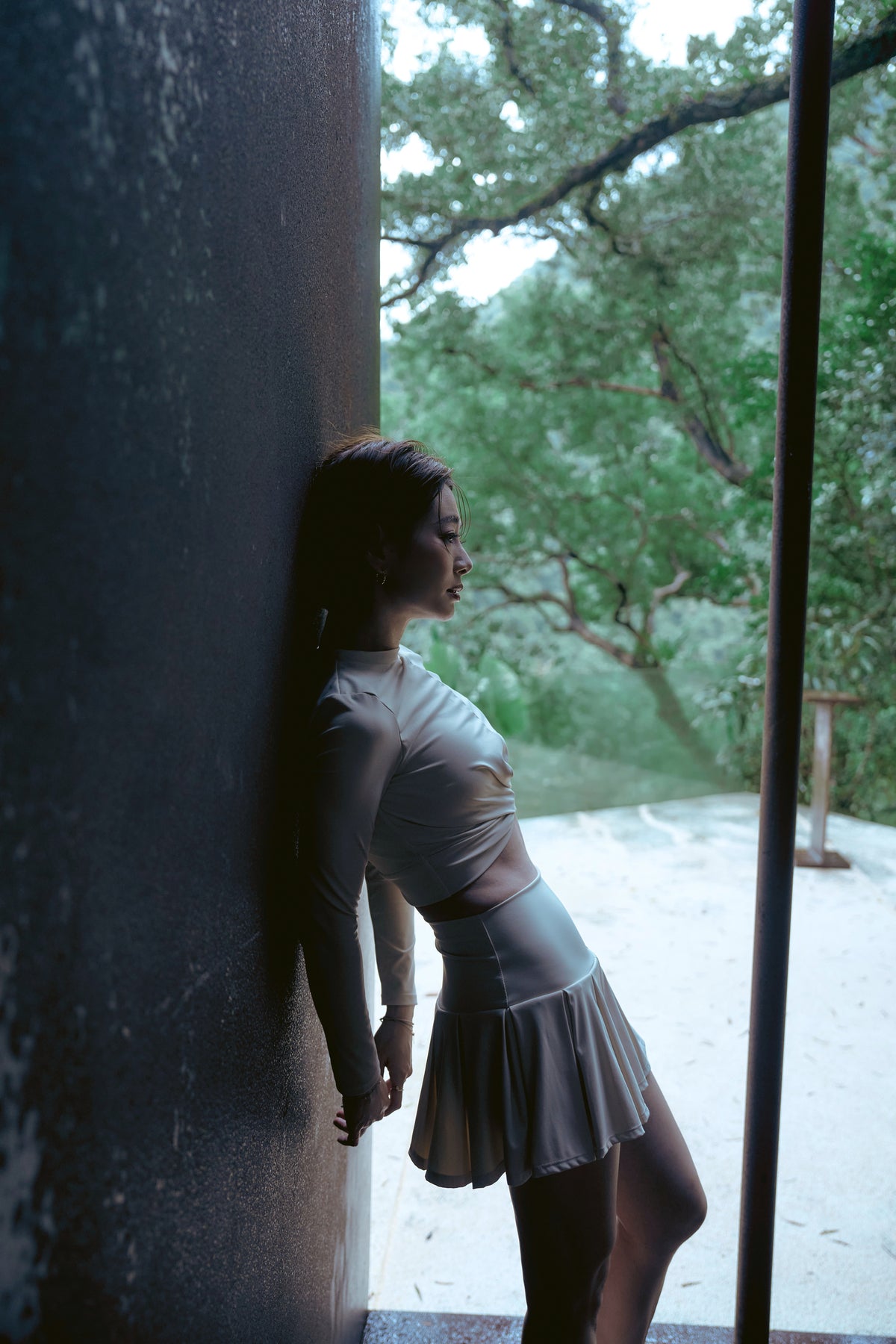 泉肌 | 百褶設計泳裝褲裙 - 暖泉米