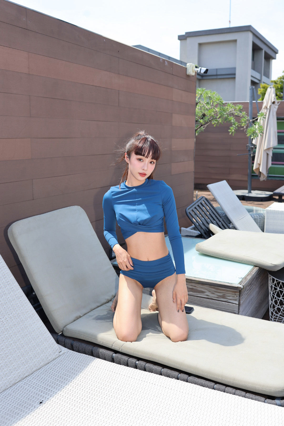 Whispering Springs | High-Waist Draped Bikini Bottom - Indigo