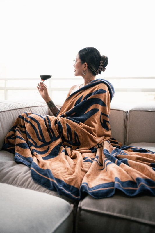 PAI x HÁI ~ Low-Twist Cotton Cuddle Throw - Azure Neptune