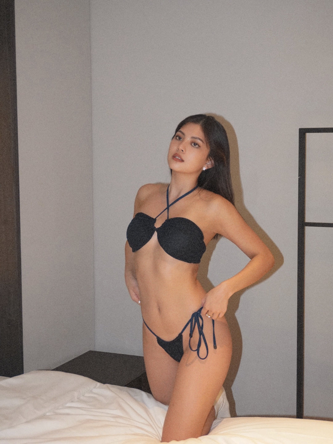 Stardust ~ Ruched Thong (Becky) bikini bottom - Navy