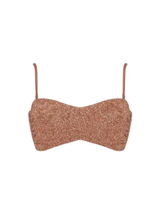 Stardust ~ Spaghetti Strap Bandeau Bikini Top - Light Copper