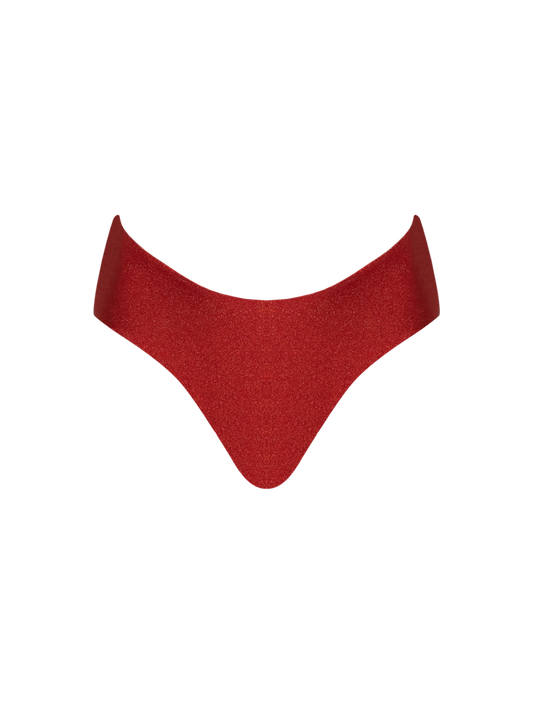 Second Skin | Shimmer ~ Mini Brief Bikini Bottom - Garnet Red