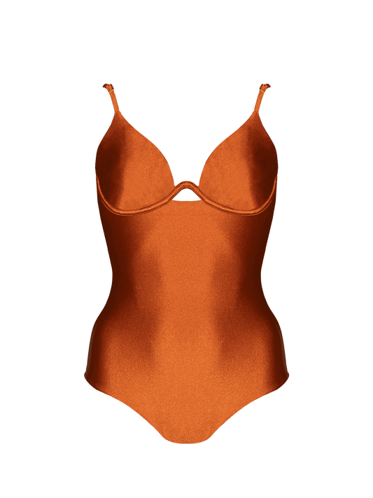 Second Skin | Shimmer ~ W-shaped Underwire One-Piece - Peruvian Amber