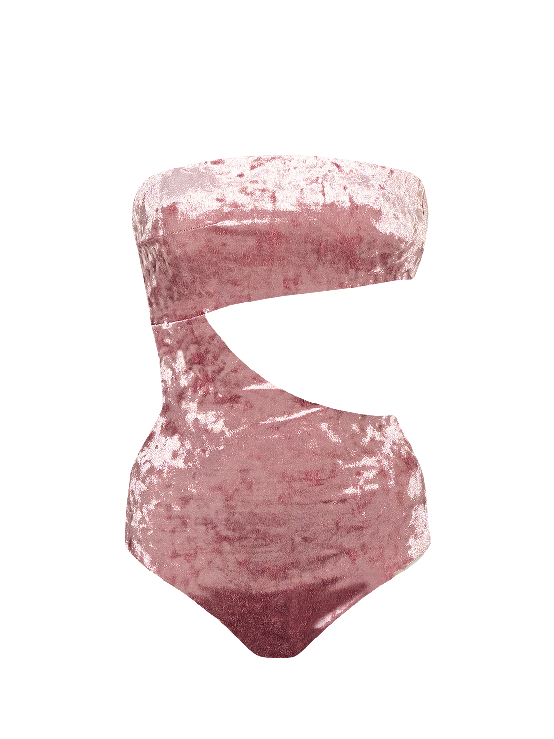 Coral Mirage ~ Strapless Cut-Off One Piece - Velvet Pink
