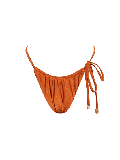 Second Skin | Shimmer ~ Ruched Thong (Becky) bikini bottom  - Peruvian Amber