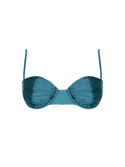 Second Skin | Shimmer ~ Underwired Ruched Bikini Top - Tourmaline Teal