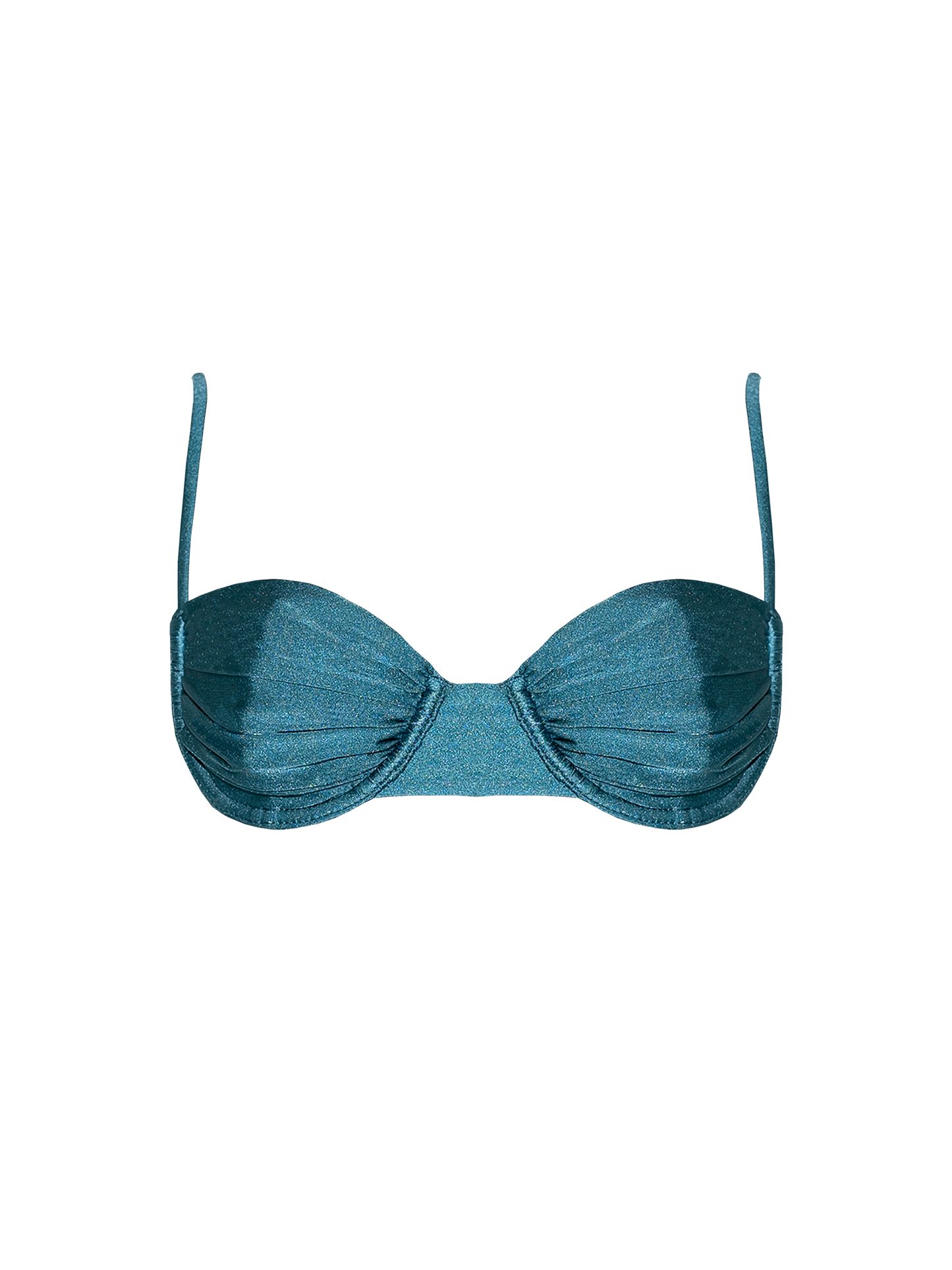 Second Skin | Shimmer ~ Underwired Ruched Bikini Top - Tourmaline Teal