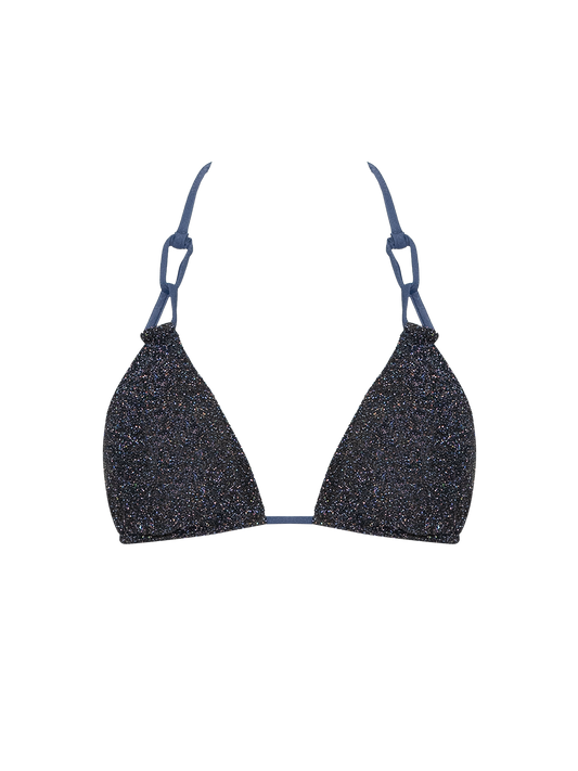 Stardust ~ Triangle Bikini Top with Hoops - Navy