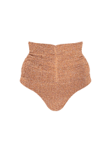 Stardust ~ Super High-Waisted Ruched Bikini Bottom - Light Copper
