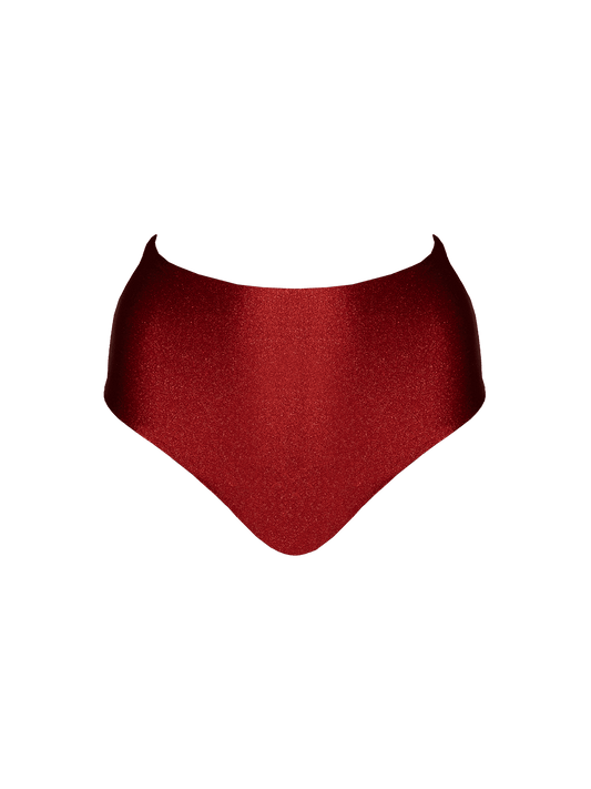 Second Skin | Shimmer ~ Classic High Waisted Pantie - Garnet Red