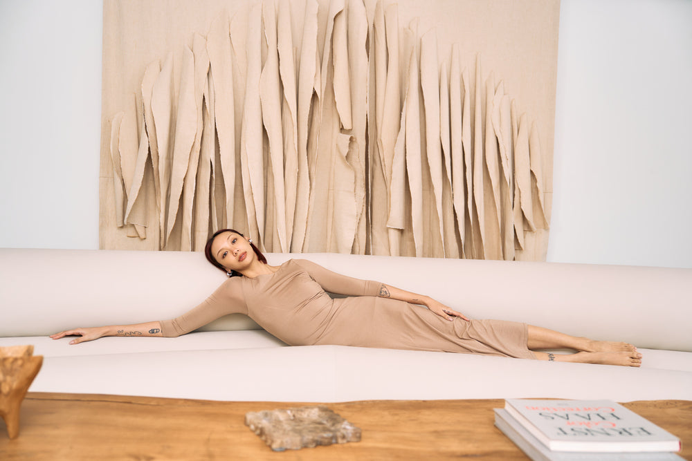 The Eco Edit ~ Bare-Backed Sculpting Maxi Dress - Shale Tan
