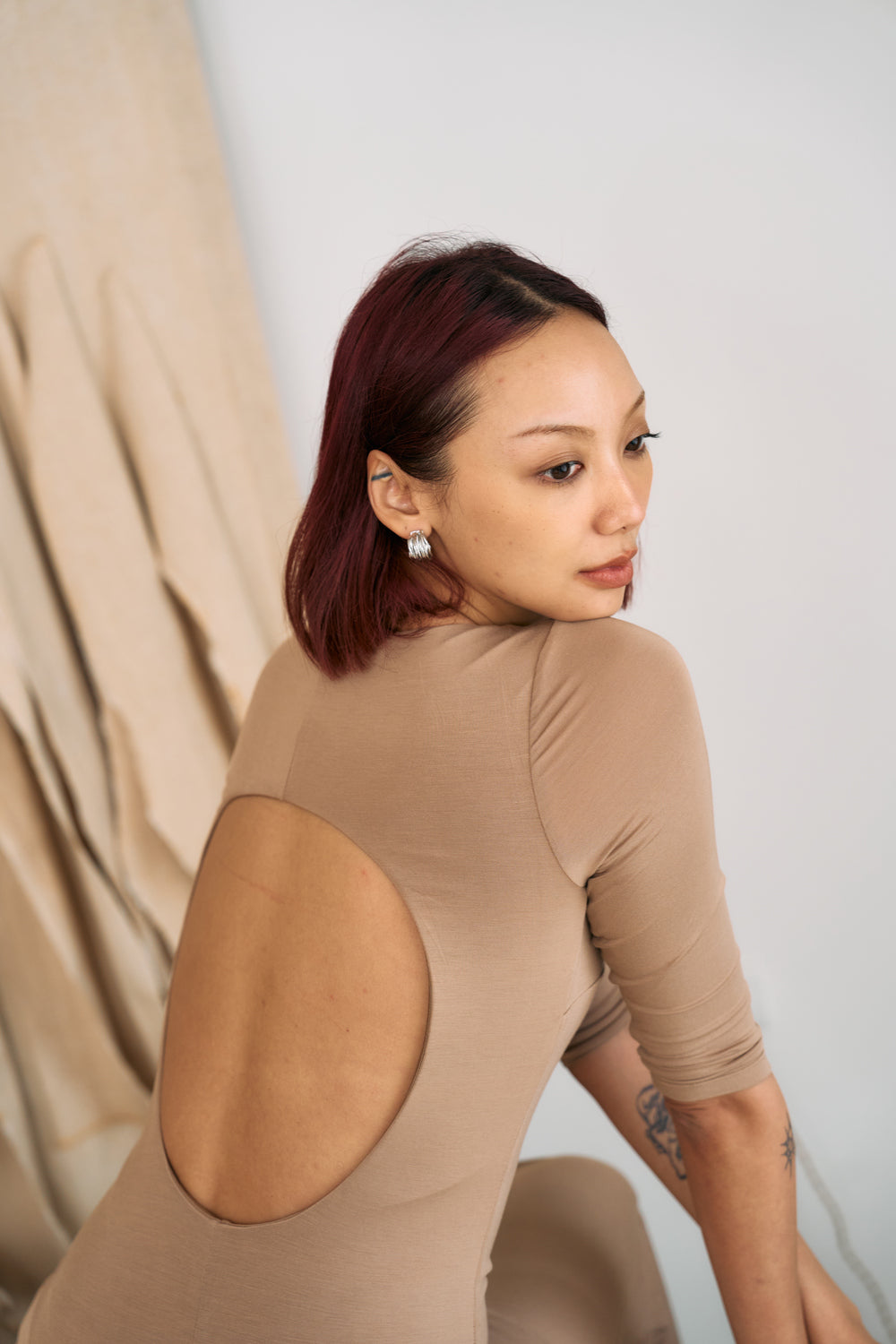 The Eco Edit ~ Bare-Backed Sculpting Maxi Dress - Shale Tan
