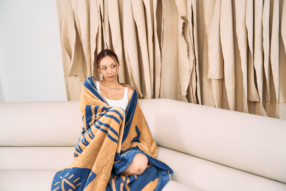 Low-Twist Cotton Cuddle Throw - Azure Neptune