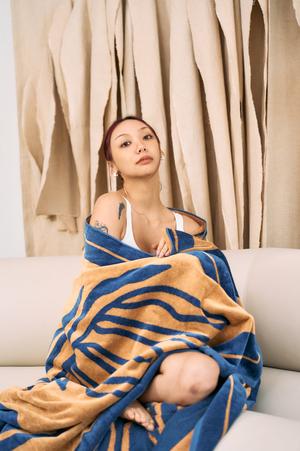 Low-Twist Cotton Cuddle Throw - Azure Neptune