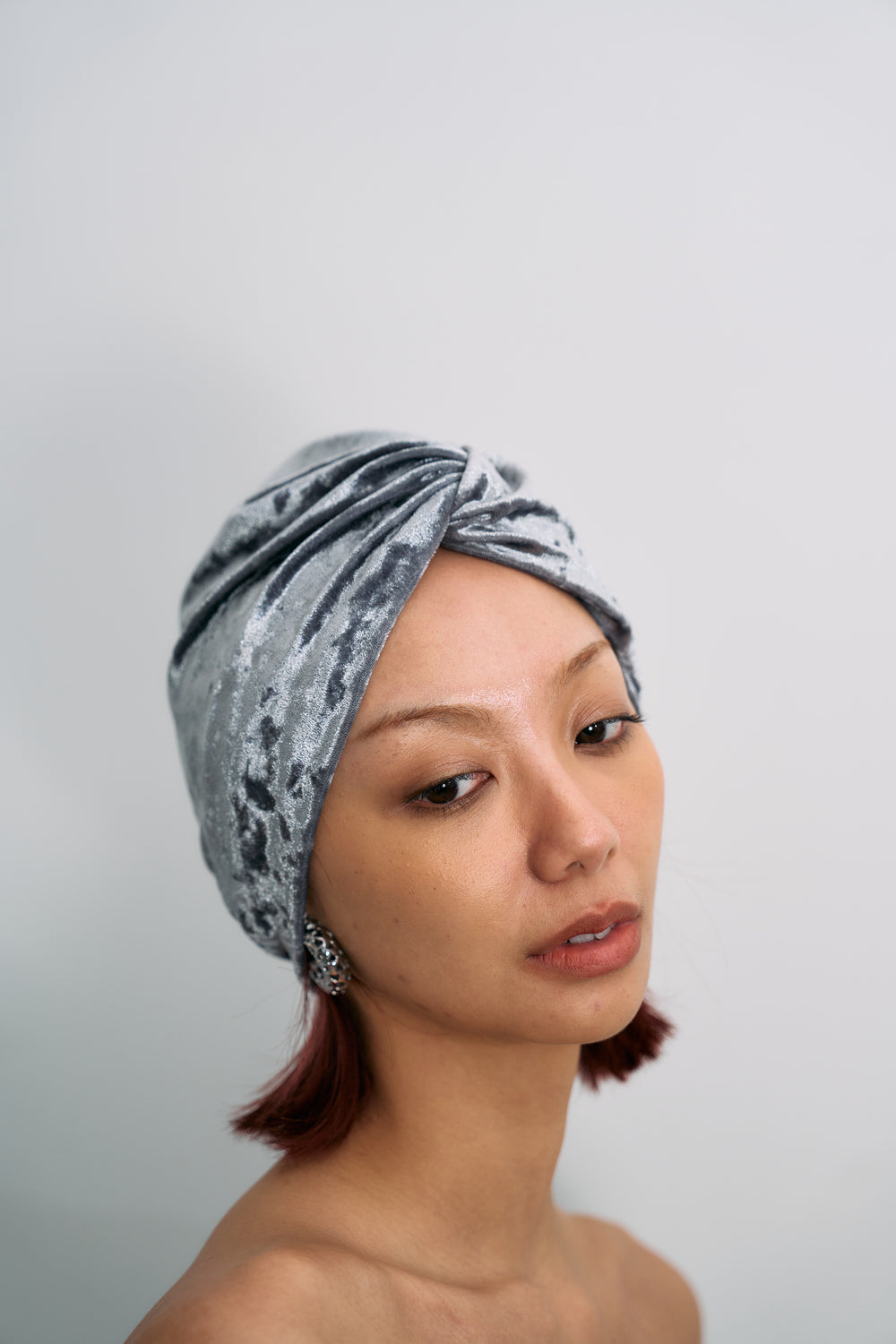 Coral Mirage ~ Knotted Swim Cap - Velvet Silver