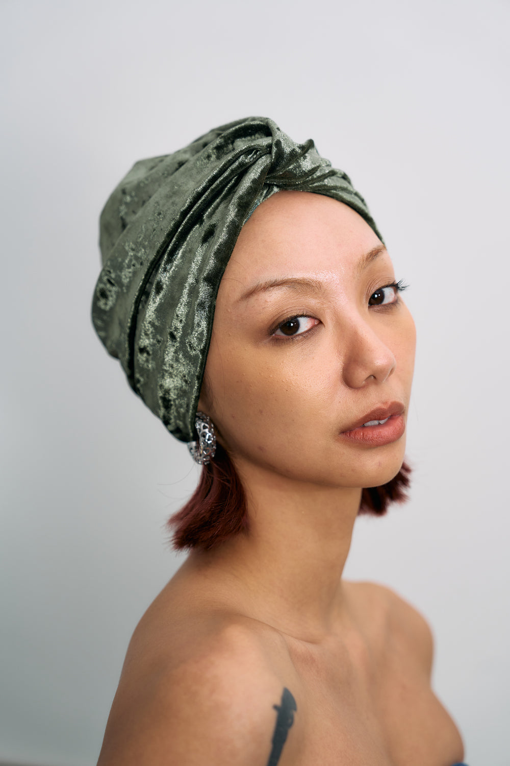 Coral Mirage ~ Knotted Swim Cap - Velvet Green