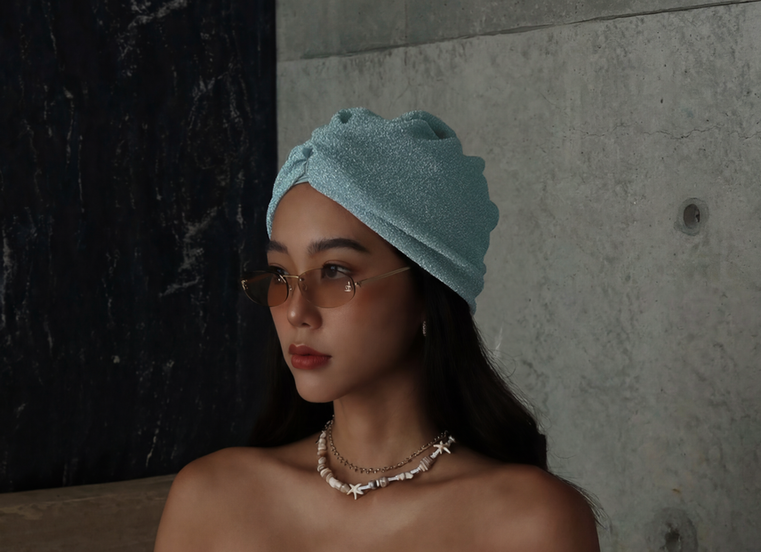 (預購3/2) 粼粼 | 扭結泳帽 - 晴天藍
