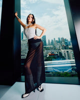 (Pre-order) Kimberley x HÁI | Shadow Mesh Maxi Skirt ~ Onyx Black