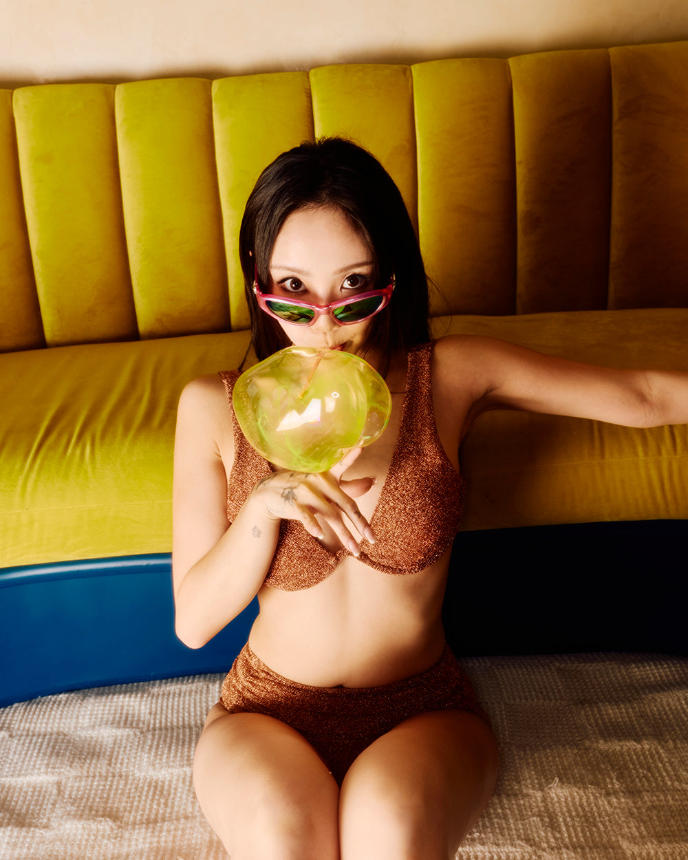 (Pre-order) Kimberley x HÁI | High-Waisted Ruched Bikini Bottom ~ Light Copper