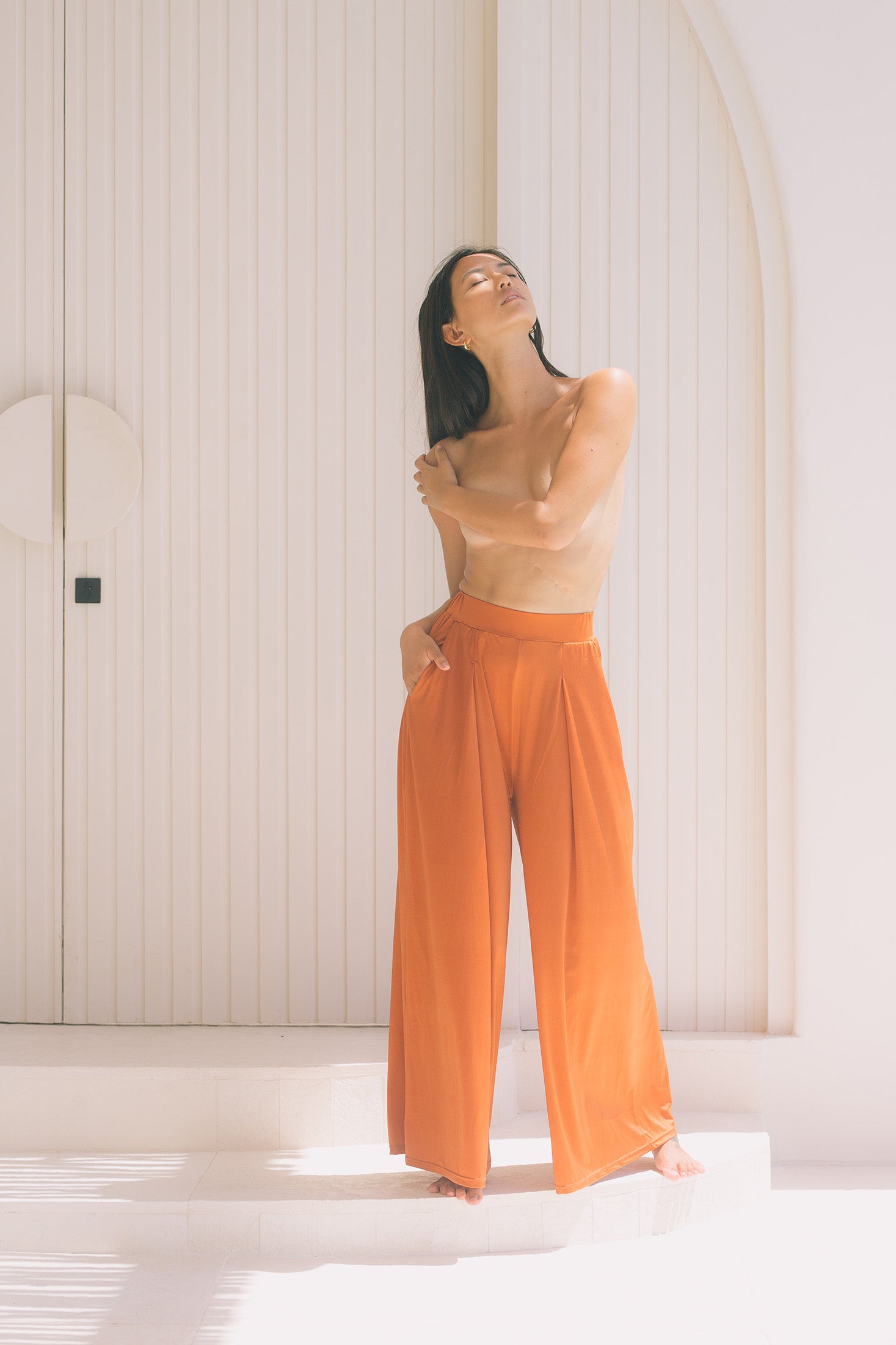 Second Skin | Shimmer ~ Poolside PJ Pants with Pockets - Peruvian Amber