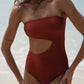 Second Skin | Shimmer ~ Strapless Cut-off One Piece - Garnet Red