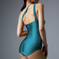 Second Skin | Shimmer ~ Asymmetric Cut-out One Piece -Tourmaline Teal